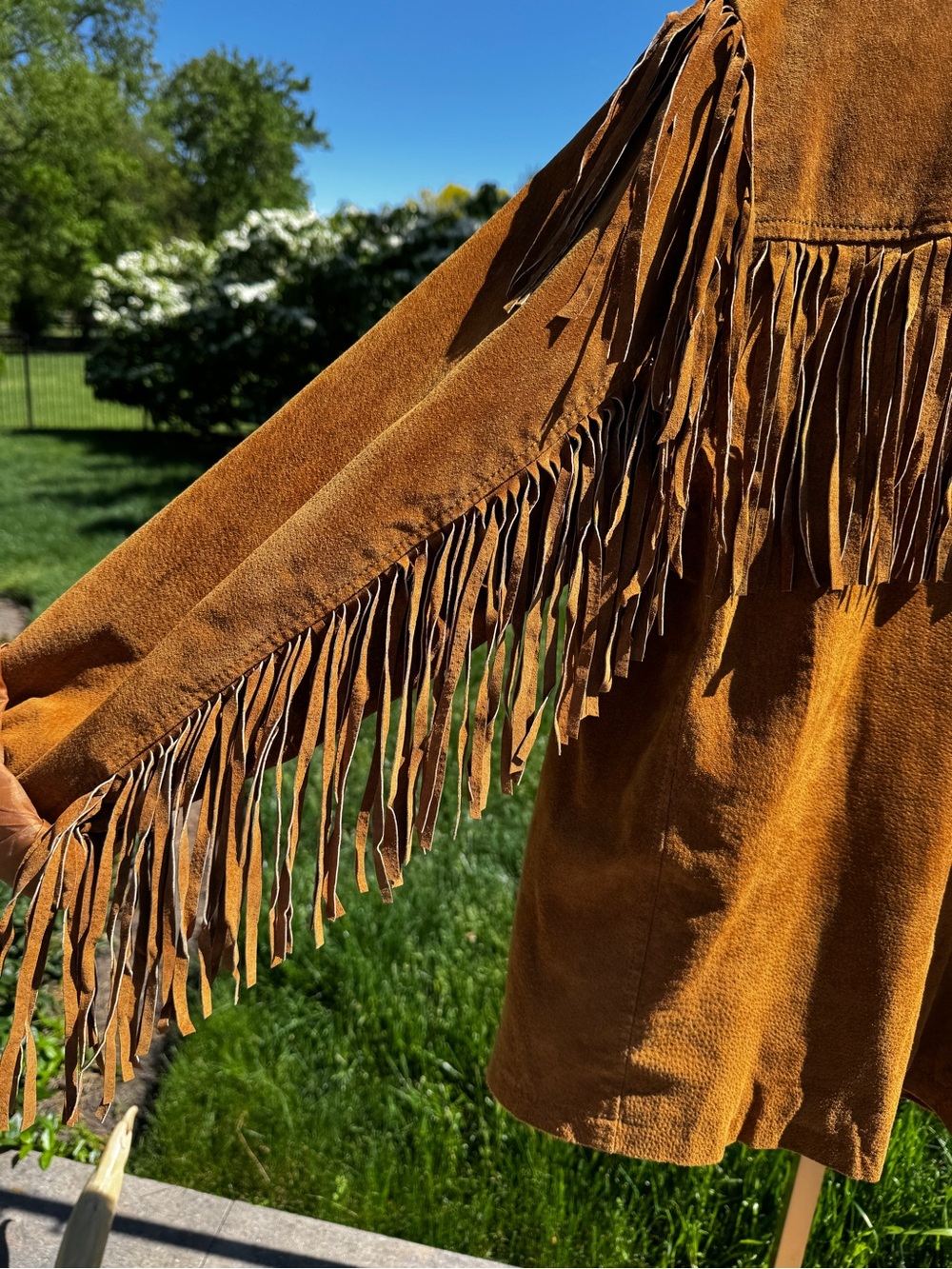 R&O 100% Leather Suede Fringe Jacket Women’s Western Cowgirl Coat Large Vtg Look - Picture 3 of 7
